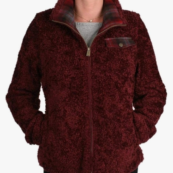 Pendleton Jackets & Blazers - Pendleton Burgundy Plaid Sherpa Zip Up Jacket XL